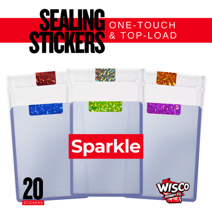 Trading Card Holder Sealing Stickers - Holographic Sparkle (Multiple Colors Available)