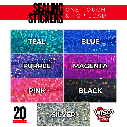 Trading Card Holder Sealing Stickers - Holographic Sparkle (Multiple Colors Available)